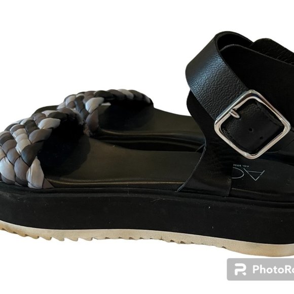 New AGL Mirea Braided Platform Ankle Strap Sandals in Nero/Carbon - Size 8 - Picture 3 of 6